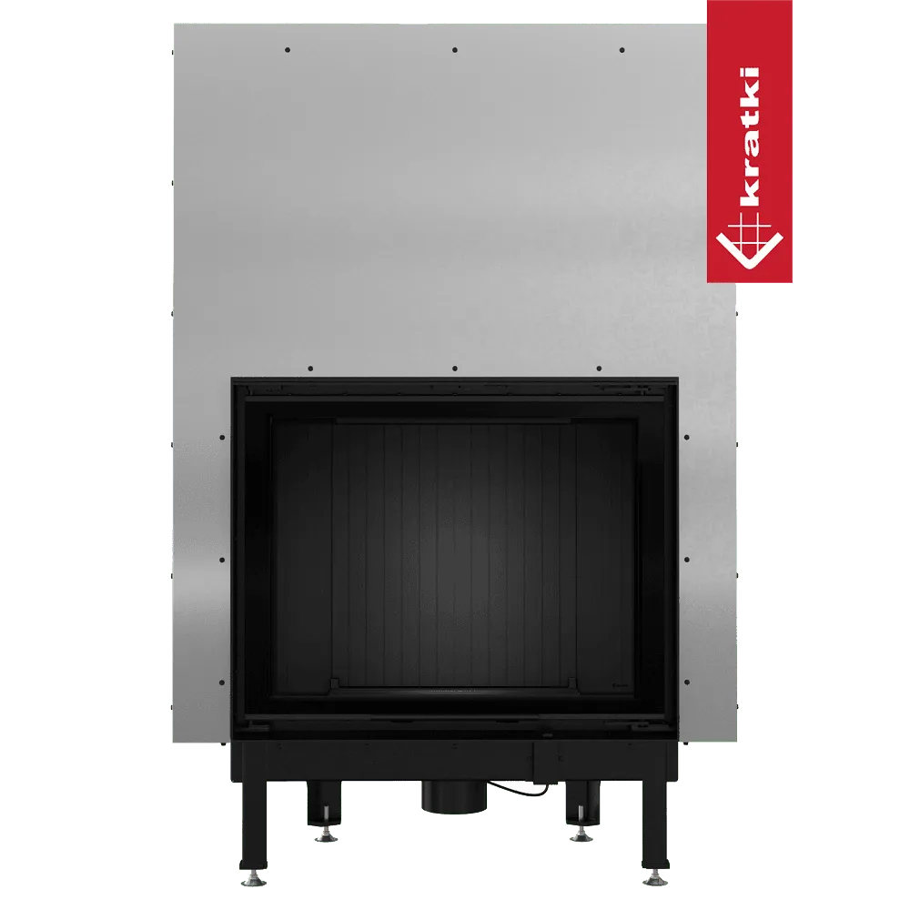 Kratki Nadia 13 kW inbouwhaard met modern ontwerp en zwart stalen frame.