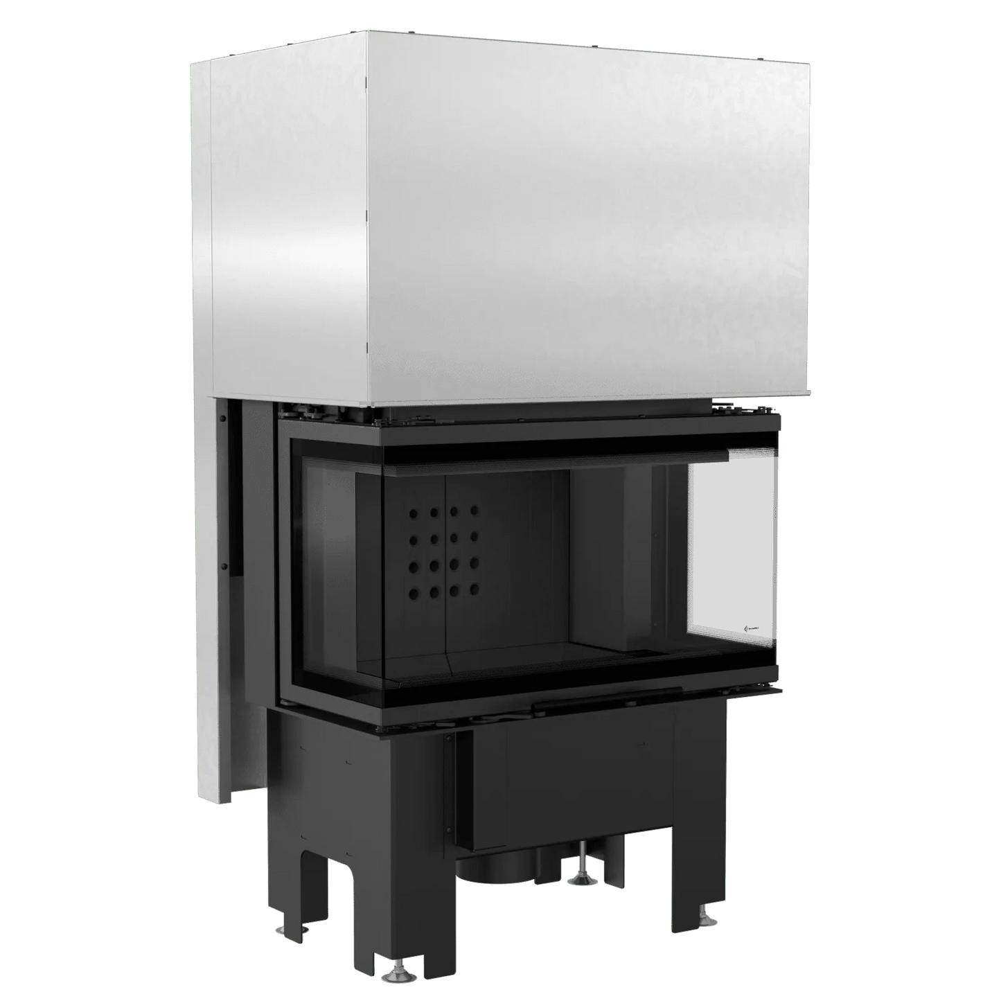 Kratki NBC 680/280, moderne inbouwhaard met glazen deur en metalen behuizing.