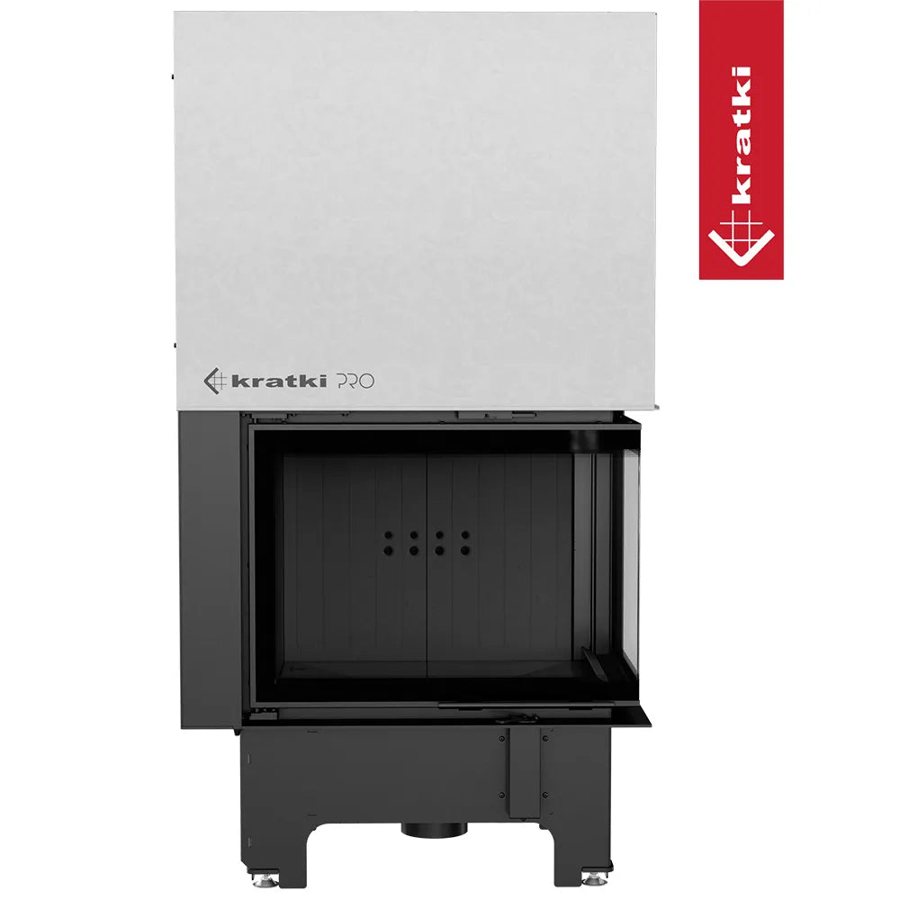Kratki VNP 700/480 moderne inbouwhaard met zwart interieur en wit bovenpaneel.