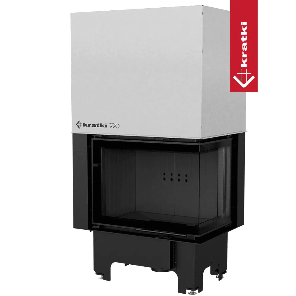 Kratki VNP 700/480, moderne inbouwhaard met zwart interieur en wit omhulsel.