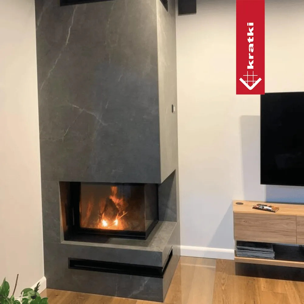 Kratki MBZ Rechts hoekhaard in moderne woonkamer met houten vloer en tv-meubel.