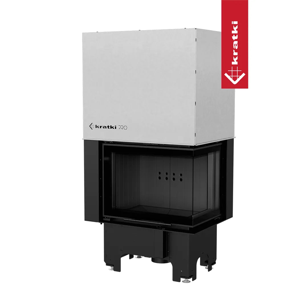 Kratki VNP 610/430 moderne inbouwhaard met zwart frame en glazen deur.