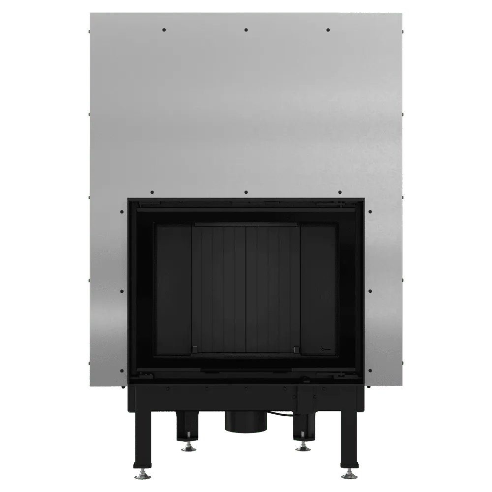 Kratki Nadia 10 kW inbouwhaard met metalen frame en verstelbare poten.
