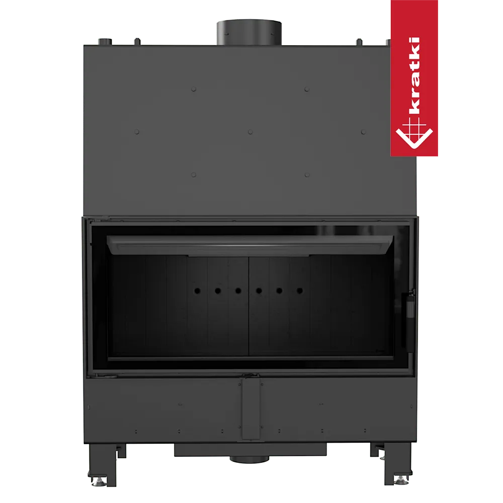 Kratki Lucy CV 20 kW houtkachel met strak, modern ontwerp en groot glazen venster.