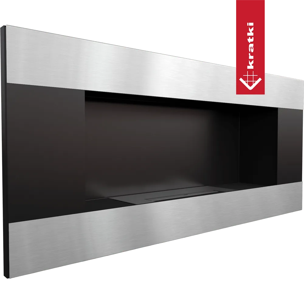 Kratki Delta2 TÜV, moderne wandhaard met roestvrijstalen afwerking en zwart interieur.