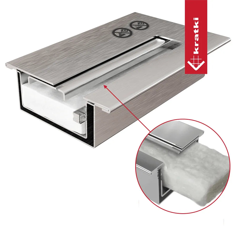 Kratki Delta TÜV, roestvrijstalen constructie met isolatiemateriaal, detailweergave van binnenkant.