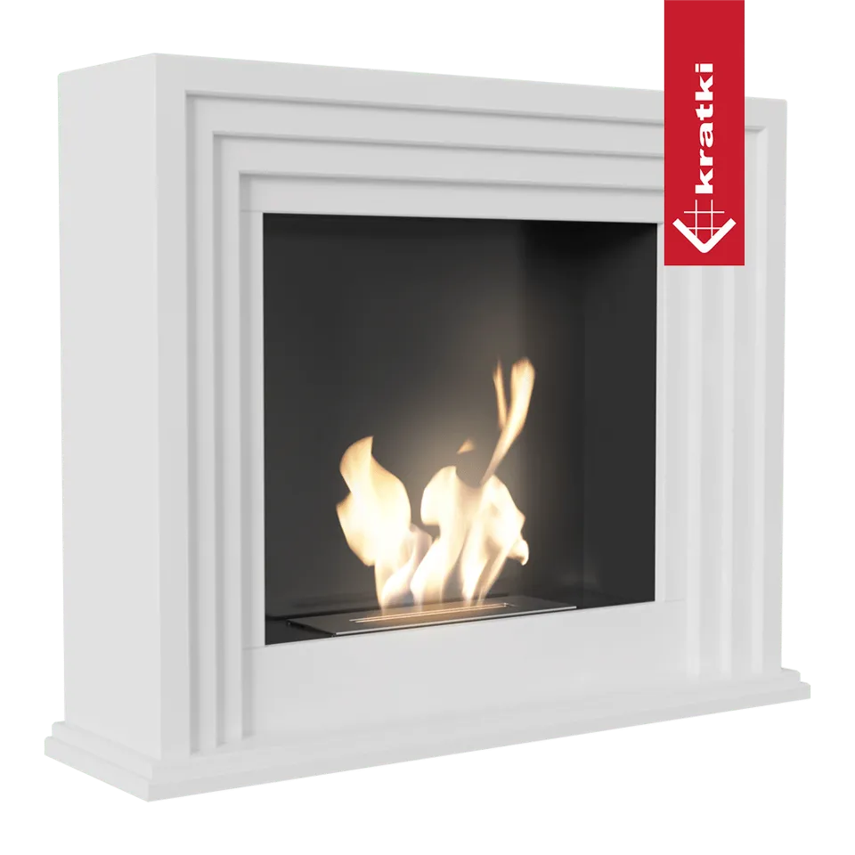 Witte Kratki Quaerere TÜV haard met moderne, strakke lijnen en brandende vlammen.