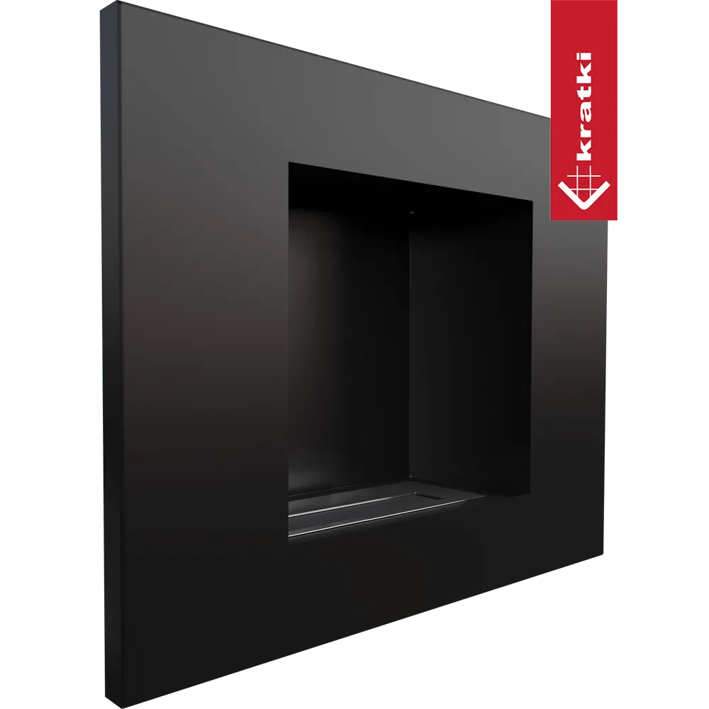 Zwarte, moderne Kratki Quat TÜV inbouwhaard met strakke lijnen en minimalistisch ontwerp.