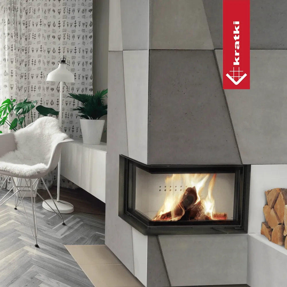 Kratki MBO Rechts hoekhaard in moderne woonkamer met planten en comfortabele stoel.