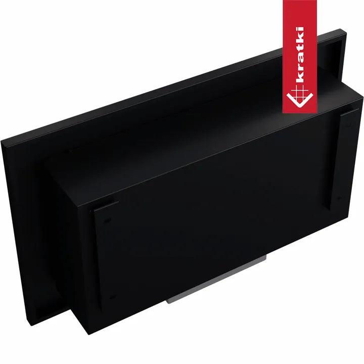 Zwarte Kratki Golf TÜV haard met rood Kratki logo aan de rechterkant.