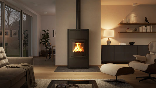 HS Flamingo Aquaflam 17 in een moderne woonkamer met brandend vuur