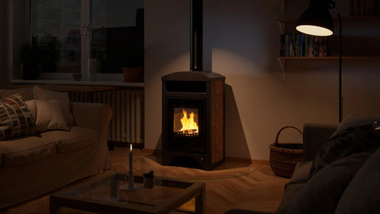 HS Flamingo Aquaflam Vario Barma Air in woonkamer met brandend vuur