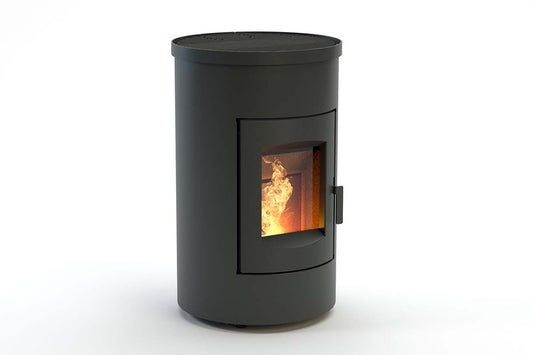 Duroflame Abel Large RC pelletkachel met vlammen op witte achtergrond