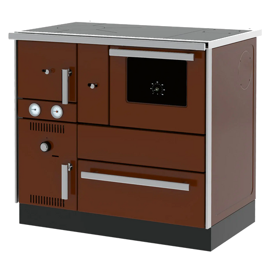 Alfa Plam Alfa Term 27 bruine fornuis-kachel met oven en twee meters
