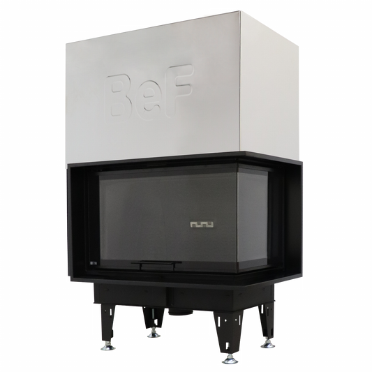 BeF Therm V 10 CP haard, studio-opstelling met glazen hoekruit