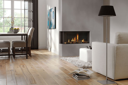 Element4 Bidore 100 gashaard in moderne woonkamer met brandend vuur