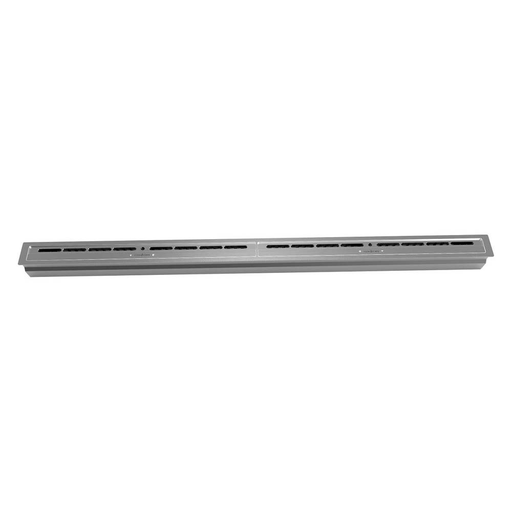 Icon Fires Slimline brander 1400mm, een lange, slanke metalen brander met ventilatieopeningen.