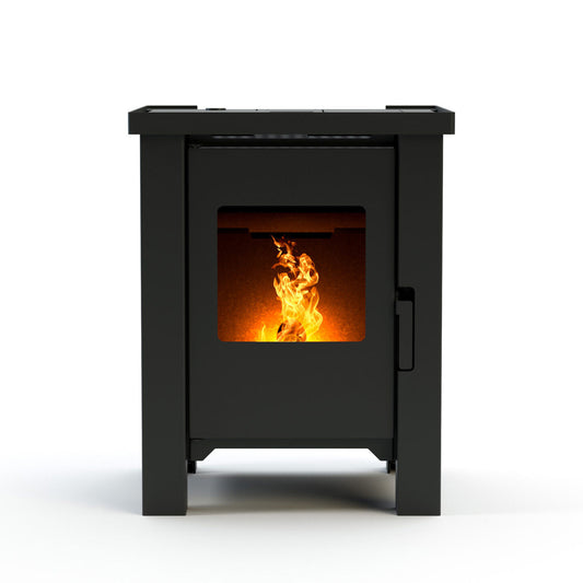 Duroflame Carré T3.2 pelletkachel met zicht op vlammen