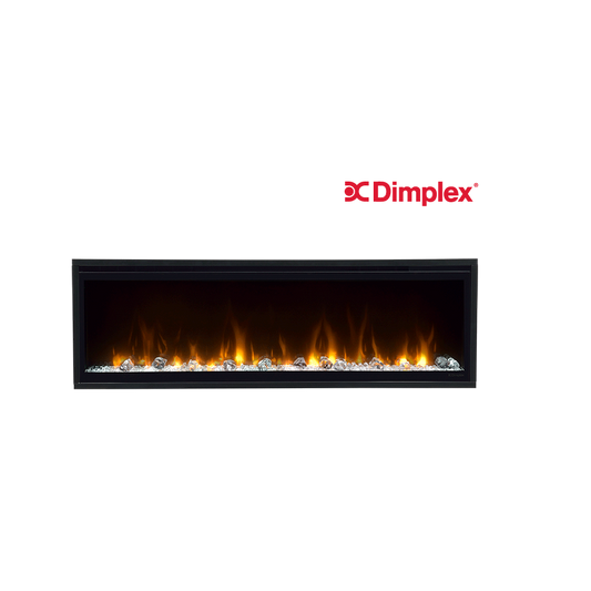 Dimplex Ignite XL 50" wandhaard met vlammen op witte achtergrond