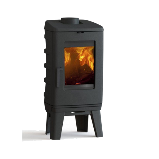 Dovre BRUT hoge poten houtkachel met zicht op vlammen