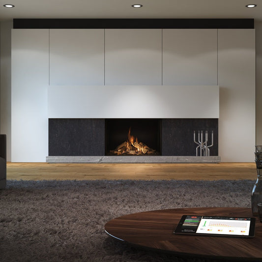 DRU Maestro 100 Eco Wave in moderne woonkamer met ingebouwde gashaard