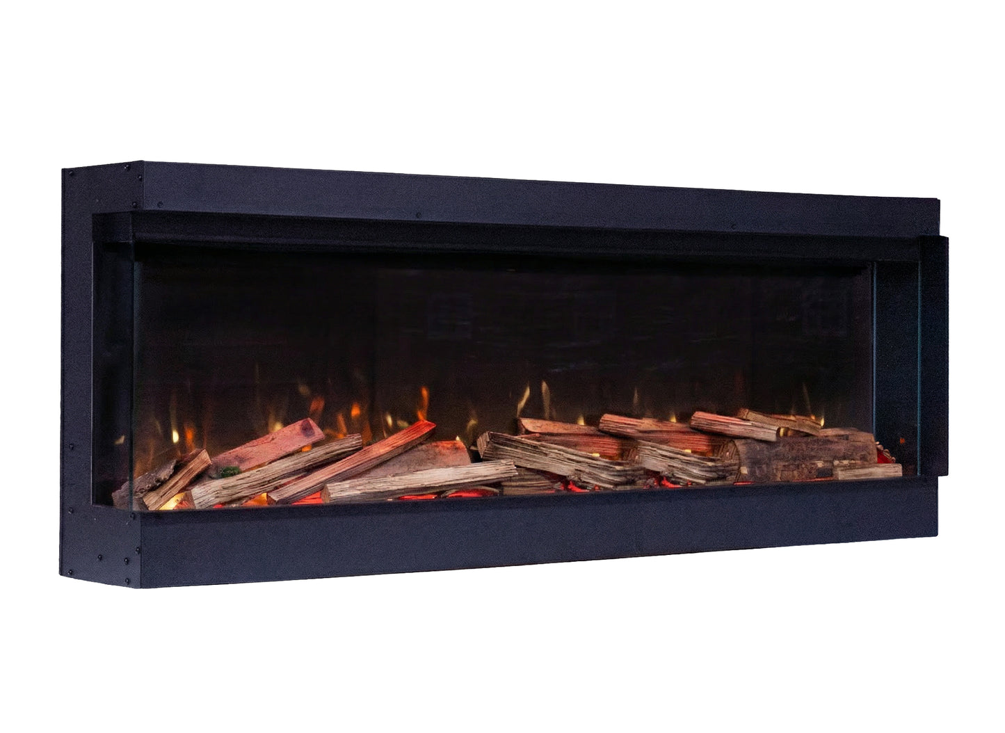 Fair Fires Tru Vizion Pano S 1300 in zwarte haard met houtvlammen