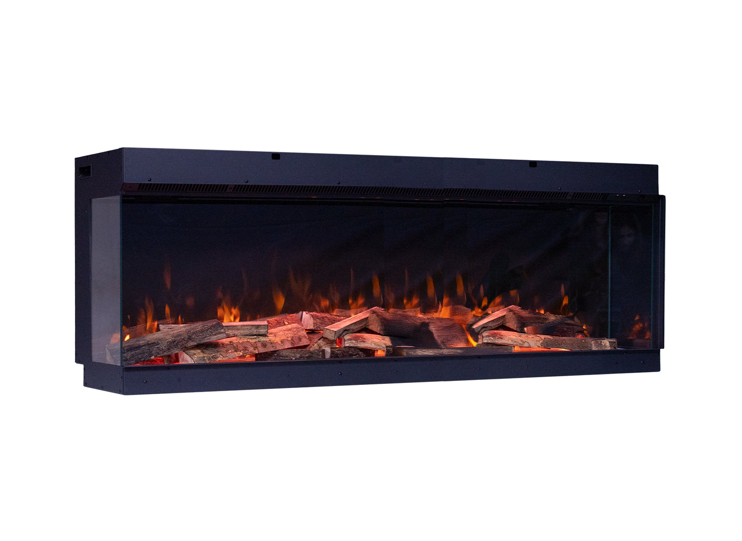 Fair Fires Tru Vizion Pano X 1500 in zwart met vlammen en houtblokken