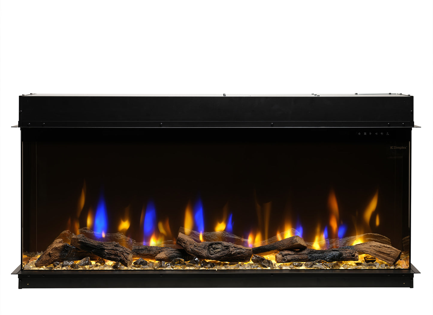 Dimplex Ignite Bold 50 elektrische haard met realistische houtblokken en kleurrijke vlammen.