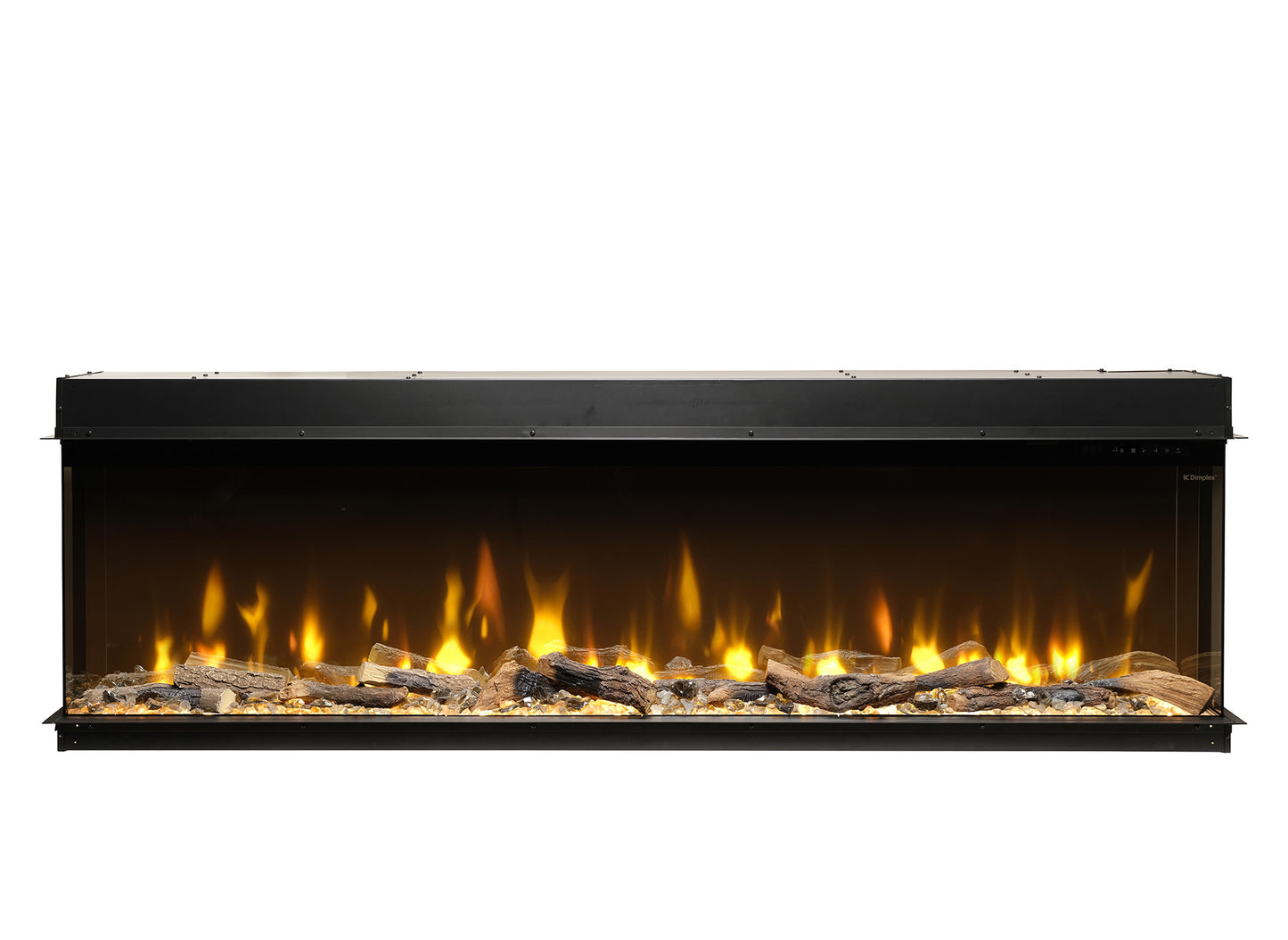 Dimplex Ignite Bold 74 elektrische haard met realistische vlammen en houtblokken.
