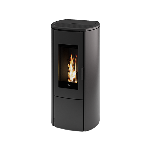 Nordic Fire Ilvar 9 zwarte pelletkachel met vlam achter glas