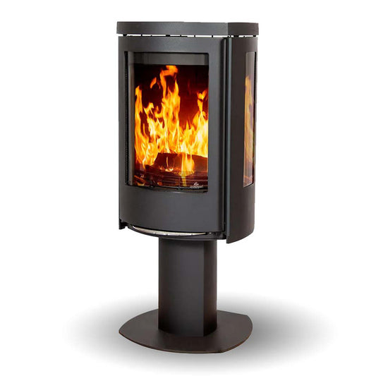 Jydepejsen Cozy Classic Base kachel met zijruiten en zicht op vlammen