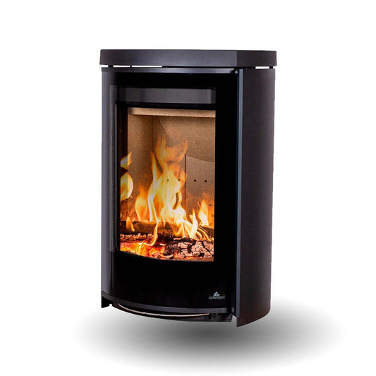 Jydepejsen Cozy Modern Wall zwarte wandkachel met brandend vuur