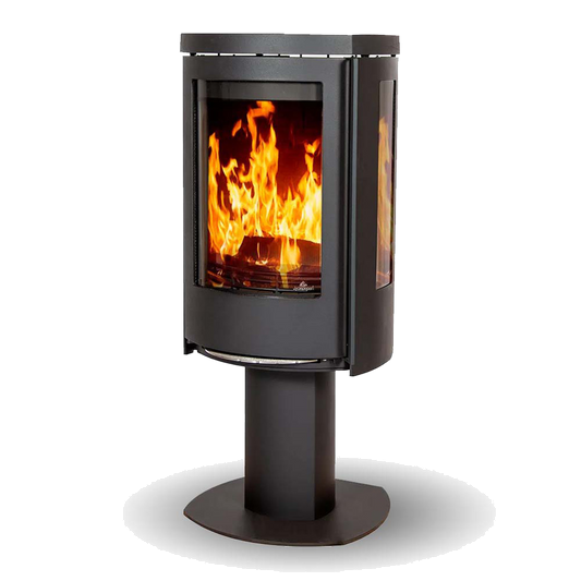 Jydepejsen Cozy Classic Base kachel met zijruiten en zicht op vlammen