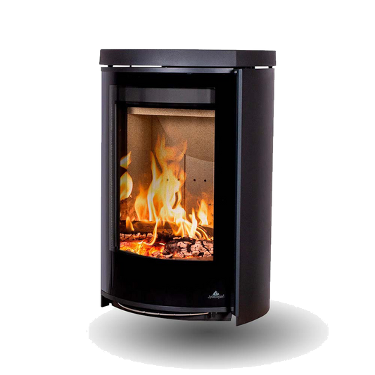 Jydepejsen Cozy Modern Wall zwarte wandkachel met brandend vuur