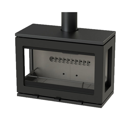Charlton & Jenrick Purevision LPV8 Wall houtkachel, zwart, met glazen ruit