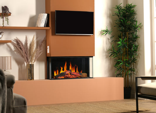 Charlton & Jenrick Luminosa 80 elektrische haard met vlammen in een moderne woonkamer