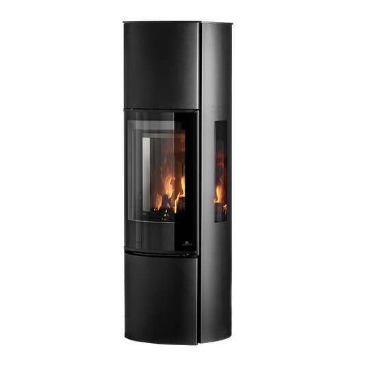 Jydepejsen Cozy Modern High houtkachel met zijruiten en zichtbare vlammen