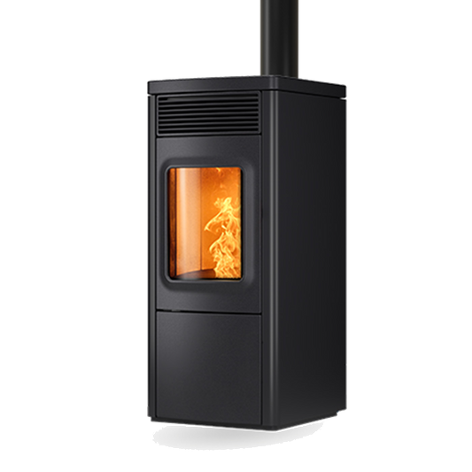 Nobis N70 Top zwarte kachel met zichtbare vlam achter ruit