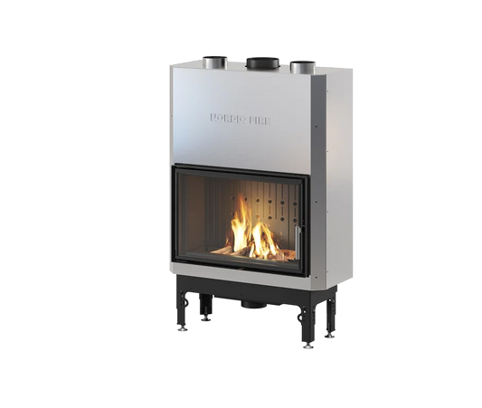 Nordic Fire Prestige 70 Air in zilverkleur met brandend vuur