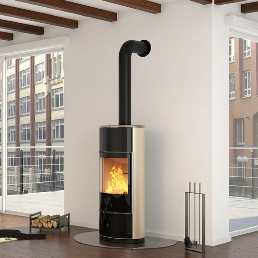 Spartherm Senso L houtkachel in moderne woonkamer met zicht op vlammen