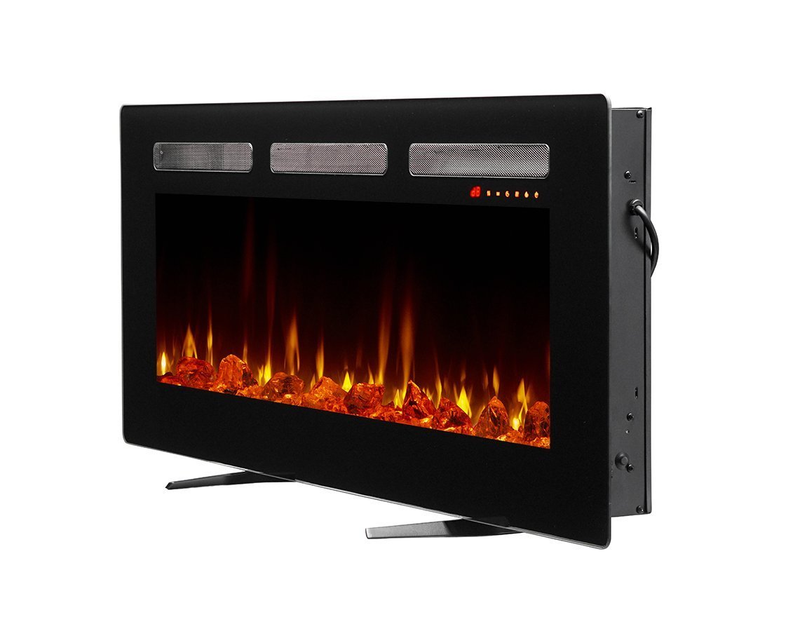 Dimplex Sierra 48" Elektrische haard met realistisch vlameffect en moderne zwarte behuizing.