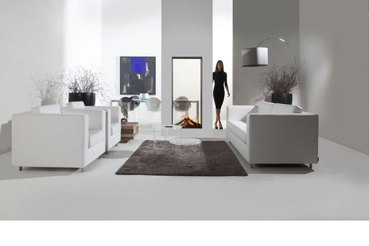 Element4 Sky Large Tunnel in moderne woonkamer met witte banken en haardvuur