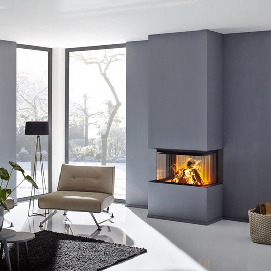 Spartherm Premium Triple 80x41x50 haard in moderne woonkamer met groot vuurzicht