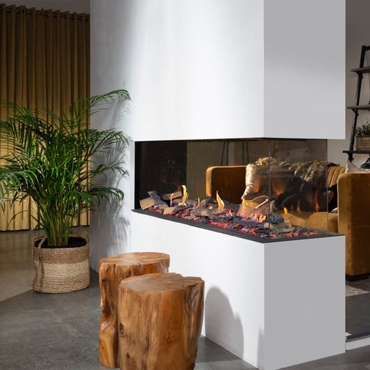 Element4 Summum 140 Roomdivider Bio in moderne woonkamer met vlammen