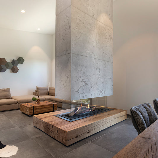 Element4 Summum 140 4-zijdig gashaard in moderne woonkamer