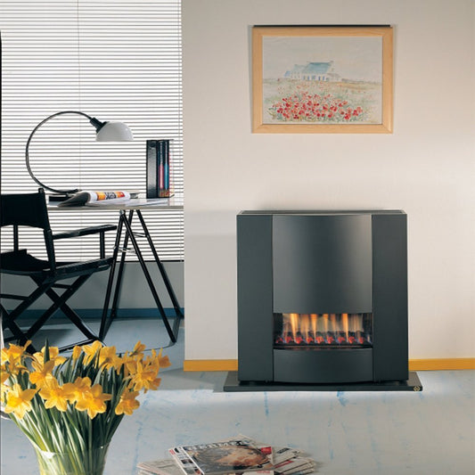 DRU Opera Déco gashaard in moderne woonkamer met bureau en bloemen