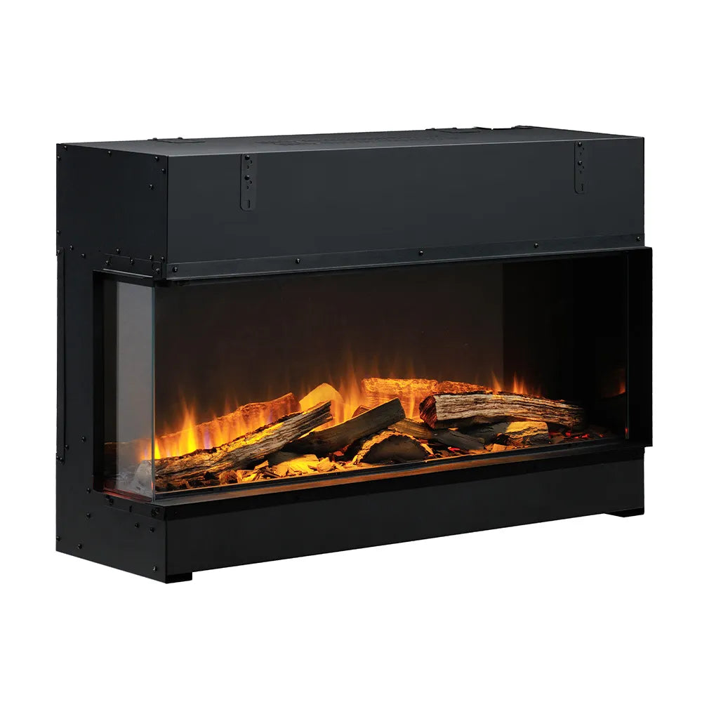 Dimplex Vivente Plus 100 Tweezijdig elektrische haard met realistisch vlameffect en houtblokken.