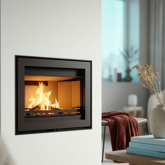 Wanders WAN-2075 Front inzet met brandend vuur in een moderne woonkamer