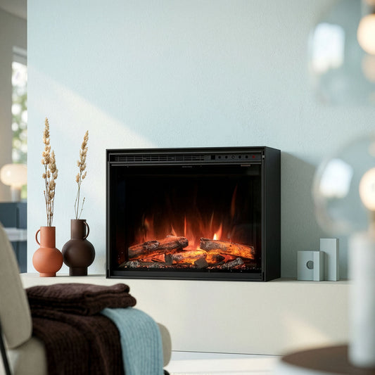 Wanders Redstone 24'' Black Edition Low elektrische haard met vlameffect in een stijlvol interieur