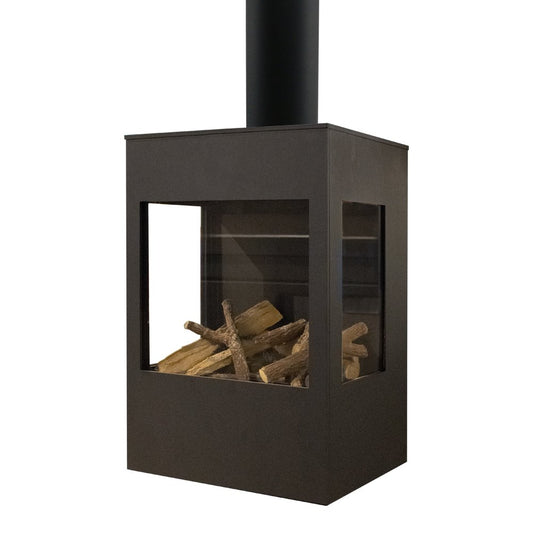 Wanders Onyx Wall gaskachel met houtblokken en rookkanaal